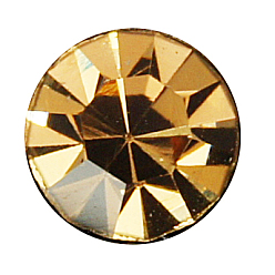 Light Colorado Topaz Brass Rhinestone Spacer Beads, Grade AAA, Wavy Edge, Nickel Free, Golden Metal Color, Rondelle, Light Colorado Topaz, 6x3mm, Hole: 1mm