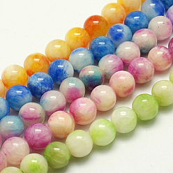 Couleur Mélangete Perles naturelles, perles de jade , teint, ronde, couleur mixte, 12mm, Trou: 1mm, Environ 34 pcs/chapelet, 16 pouce