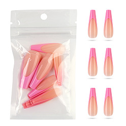 Pearl Pink 20Pcs 10 Size Trapezoid Plastic False Nail Tips, Full Cover Press On False Nails, Nail Art Detachable Manicure, for Practice Manicure Nail Art Decoration Accessories, Pearl Pink, 26~32x7~14mm, 2Pcs/size