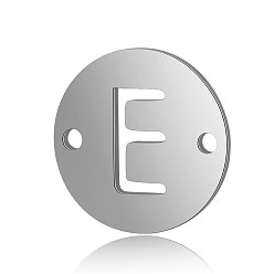 Letter E Conectores de enlaces de acero de titanio, plano y redondo con la letra, color acero inoxidable, letter.e, 12x0.8 mm, agujero: 0.8 mm