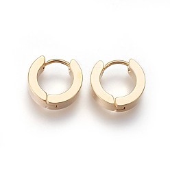 Golden 304 Stainless Steel Huggie Hoop Earrings, Hypoallergenic Earrings, Thick Hoop Earrings, Ring Shape, Golden, 13x14x4mm, Pin: 1mm