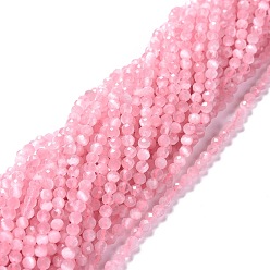 Pink Cat Eye Beads Strands, Round, Faceted, Pink, 3mm, Hole: 0.2mm, 14.17 inch(36cm), 122pcs/strand
