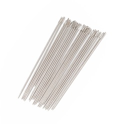 Platinum Carbon Steel Sewing Needles, Darning Needles, Size: about 58mm long, 0.7mm thick, hole: 0.6mm, 25pcs/bag