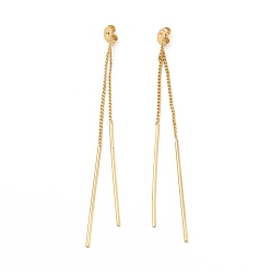Real 18K Gold Plated Brass Friction Ear Nut with Long Chain Tassel, Cadmium Free & Lead Free, Long-Lasting Plated, Real 18K Gold Plated, 69x1mm, Hole: 1mm