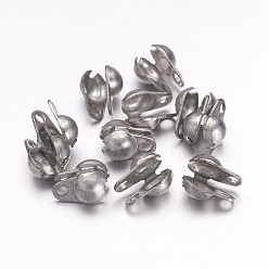 Stainless Steel Color 304 Stainless Steel Bead Tips, Stainless Steel Color, 6x4mm, Hole: 1mm, Inner Diameter: 3mm