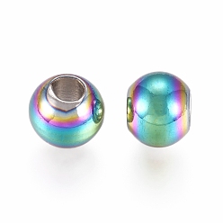 Rainbow Color Ion Plating(IP) 304 Stainless Steel Beads, Rondelle, Rainbow Color, 6x5mm, Hole: 2.5mm