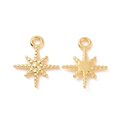 Golden Ion Plating(IP) 304 Stainless Steel Charms, Star Charms, Golden, 12.5x10x1.3mm, Hole: 1.5mm