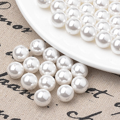 Blanc Perles d'imitation en plastique écologique, haut lustre, Grade a, ronde, blanc, 40mm, Trou: 3.8mm