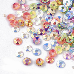 Mixed Color Ornament Accessories, PVC Plastic Paillette/Sequins Beads, Flat Round, Mixed Color, 3x1mm, Hole: 0.8mm, about 350pcs/bag