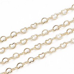 Real 18K Gold Plated Brass Heart Link Chains, Soldered, with Spool, Real 18K Gold Plated, 2x1.5x0.2mm, about 98.42 Feet(30m)/roll