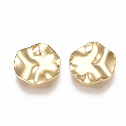 Real 18K Gold Plated Brass Charms, Flat Round, Nickel Free, Real 18K Gold Plated, 10x1.5mm, Hole: 1.5mm