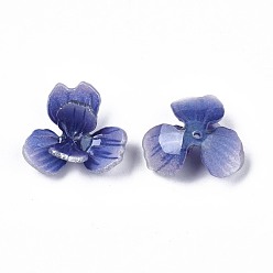 Slate Blue Plastic Beads, Flower, Slate Blue, 17x18x7mm, Hole: 0.8mm