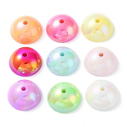 Mixed Color UV Plating Transparent Acrylic Beads, Iridescent, Luminous Beads, Glow in the Dark, Half Round, Mixed Color, 22.5x9.5mm, Hole: 2.8mm
