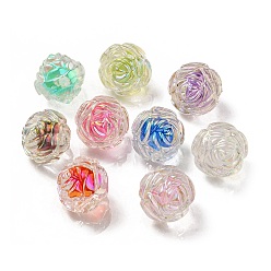 Couleur Mélangete Placage uv perles acryliques irisées arc-en-ciel, perle bicolore en perle, rose, couleur mixte, 15.5x16x15mm, Trou: 3mm