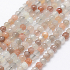 Multi-Moonstone Brins de perles multi-pierres de lune naturelles, ronde, 4~5mm, Trou: 1mm, Environ 99 pcs/chapelet, 15.1 pouce (38.5 cm)