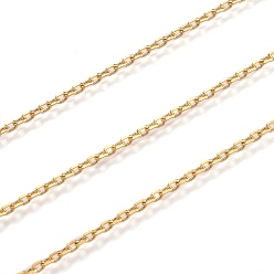 Золотой Ионное покрытие (ip) 304 кабельные цепи из нержавеющей стали, цепи с алмазной огранкой, пайки, граненые, с катушкой, овальные, золотые, 2x1.4x0.4 мм, около 65.61 футов (20 м) / рулон