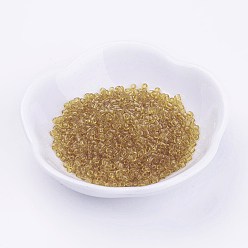 Pale Goldenrod Glass Seed Beads, Transparent, Round, Round Hole, Pale Goldenrod, 6/0, 4mm, Hole: 1.5mm, about 450pcs/50g, 50g/bag, 18bags/2pound
