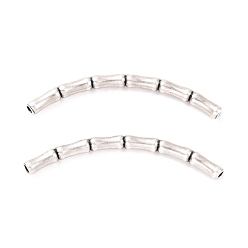 Antique Silver 925 Sterling Silver Tube Beads, Bamboop-shaped with Textured, Antique Silver, 35x8x2.5mm, Hole: 1.4mm, about 20Pcs/10g
