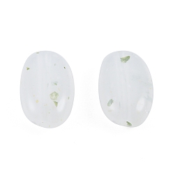 White Marbled Stone Style Opaque Acrylic Beads, Oval, White, 14~14.5x9~9.5x5~5.5mm, Hole: 1.8mm