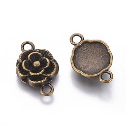 Antique Bronze Tibetan Style Links/Connectors, Lead Free and Cadmium Free, Flower, Antique Bronze, 12x3.5mm, Hole: 2mm