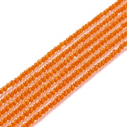 Orange Transparent Glass Beads Strands, Faceted, Round, Orange, 2mm, Hole: 0.6mm, about 182~201pcs/strand, 14.57~15.24 inch((37~38.7cm)