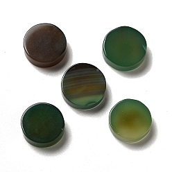 Ágata de Ónix Verde Cabuchones de ágata de ónix verde natural, teñido y climatizada, plano y redondo, 14.5~15.5x4.5~5 mm