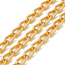 Oro Cadenas de freno de aluminio de oxidación ovalada, sin soldar, con carrete, dorado, link: 12.5x6.5x2 mm, sobre 20 m / rollo