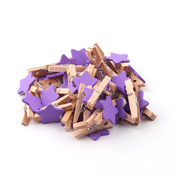 Фиолетовый Идеи поделок из дерева своими руками украшения для фото на вечеринку, звезда деревянные прищепки открытка бирка заметка прищепки зажимы, фиолетовые, 30x20 мм