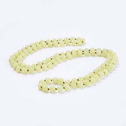 Jade Natural Lemon Jade Beaded Necklaces, Frosted, Round, 36 inch(91.44cm)