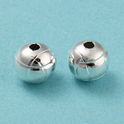 925 Sterling Silver Plated Eco-friendly Brass Beads, Cadmium Free & Lead Free, Long-Lasting Plated, Round, 925 Sterling Silver Plated, 6mm, Hole: 1.8mm