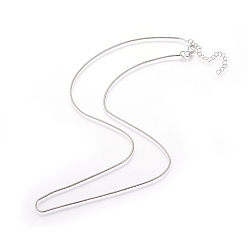 Platino Fabricación de collar de cadenas de serpiente redonda de latón, Platino, 17.72~18.11 pulgada (45~46 cm), 1 mm