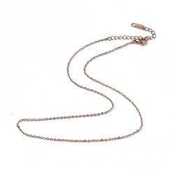 Rose Gold Ion Plating(IP) 304 Stainless Steel Cable Chain Necklace for Men Women, Rose Gold, 15.75 inch(40cm)