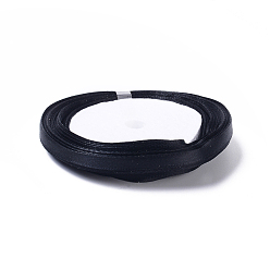 Black Single Face Satin Ribbon, Polyester Ribbon, Black, 1/4 inch(6mm), about 25yards/roll(22.86m/roll), 10rolls/group, 250yards/group(228.6m/group)