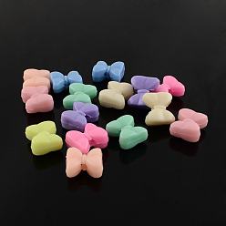 Mixed Color Bowknot Solid Color Opaque Acrylic Beads, Mixed Color, 13x15x8mm, Hole: 3mm, about 470pcs/500g