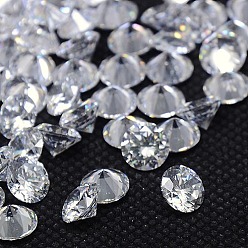 Clear Diamond Shape Grade AAA Cubic Zirconia Cabochons, Faceted, Clear, 3mm