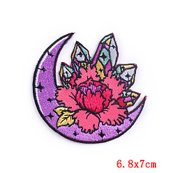 Moon Computerized Embroidery Cloth Iron on/Sew on Patches, Costume Accessories, Dark Violet, 70x68mm
