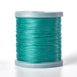 Bleu Vert Cordon de polyester ciré, cordon micro macramé, fabrication de bracelets cordon, pour les projets en cuir, artisanat, reliure, plat, sarcelle, 0.8x0.2mm, environ 164.04 yards (150m)/rouleau