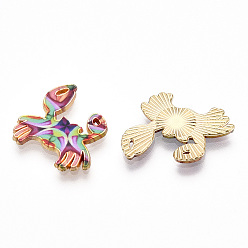 Colorful Printed Alloy Pendants, Light Glod, Crab Charms, Colorful, 19.5x20x1.5mm, Hole: 0.6mm