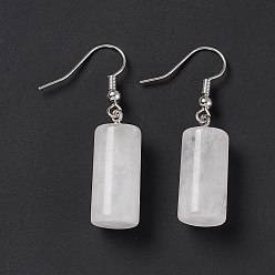 Quartz Crystal Natural Quartz Crystal Cylindrical Dangle Earrings, Platinum Brass Jewelry for Women, 42mm, Pin: 0.7mm