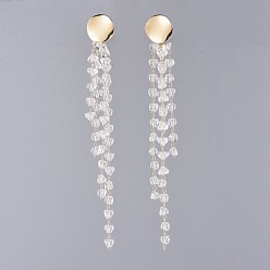 Doré  Boucles d'oreilles en perles de verre fait main, avec des boucles d'oreilles en laiton, plat rond, or, 128.5 mm, broches: 0.7 mm
