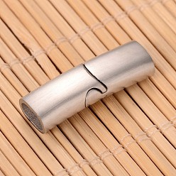 Stainless Steel Color Matte 304 Stainless Steel Rectangle Magnetic Clasps with Glue-in Ends, Stainless Steel Color, 28x9x6mm, Hole: 4x7mm