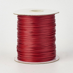 Rouge Foncé Cordon en polyester ciré coréen écologique, rouge foncé, 1mm, environ 169.51~174.98 yards (155~160m)/rouleau