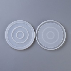 Blanc Moules en silicone de dessous de verre ronds de bricolage, moules de résine, pour la résine UV, fabrication de bijoux en résine époxy, blanc, 120x11mm, diamètre intérieur: 110 mm