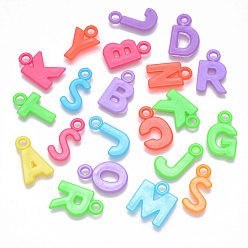Letter Opaque Acrylic Pendants, Mixed Letters, Mixed Color, Random Mixed Letters, 21x6~16.5x1.5mm, Hole: 2.5mm, about 1900pcs/500g