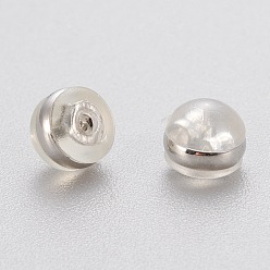 Stainless Steel Color Eco-Friendly Plastic Ear Nuts, Earring Backs, with 304 Stainless Steel Findings, Half Round/Dome, Stainless Steel Color, 5.5x5.5x3.8mm, Hole: 1mm