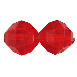 Rouge Perles acryliques transparentes, facette, larme, rouge, 21x11mm, Trou: 2mm, environ395 pcs / 500 g