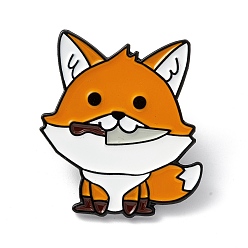 Sandy Brown Fox with Knife Enamel Pin, Cartoon Alloy Brooch for Backpack Clothes, Electrophoresis Black, Sandy Brown, 30x26x2mm, Pin: 1mm