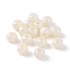 Beige Perles européennes imitation plastique abs, Perles avec un grand trou   , ronde, beige, 11.5x9.5mm, Trou: 5.2mm, environ847 pcs / 500 g