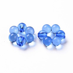 Blue Transparent Acrylic Bead Frames, Flower, Blue, 16.5x15.5x6mm, Hole: 2mm, about 674pcs/500g