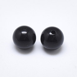 Black Onyx Perles d'onyx noir naturel, la moitié foré, ronde, 10mm, demi-trou: 1.2 mm